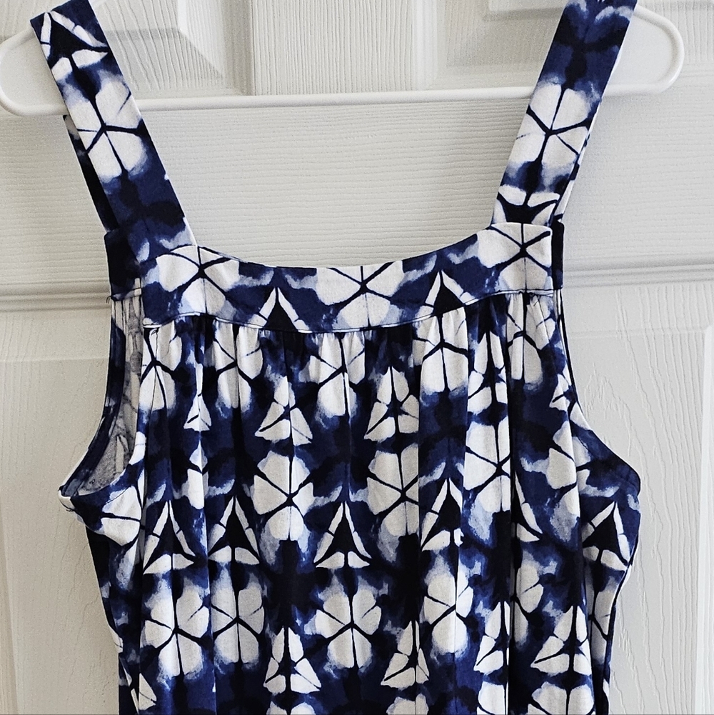 koolaburra by ugg large sundress navy white square neck line ruffle hem boho